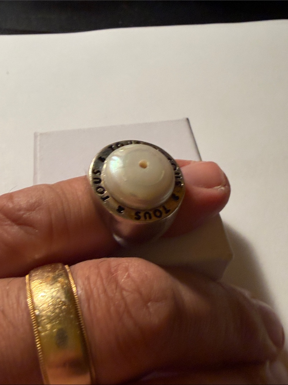 TOUS Silver 925 heavy size 7 Ring with Pearl - Picture 3 of 5